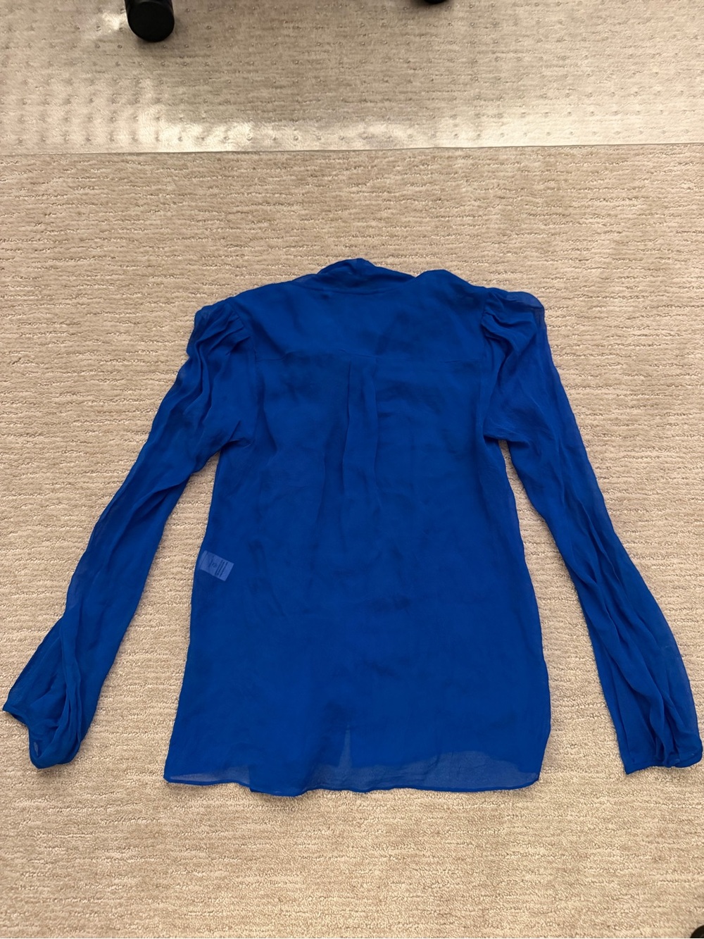 DIANE VON FURSTENBURG DVF Silk Tie-Neck Sheer Blouse - Blue 0 - Picture 5 of 5